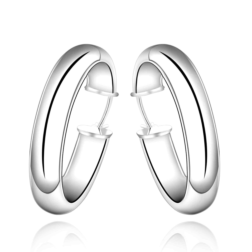 silver plated earrings circle heart hoop cuff bone ELY