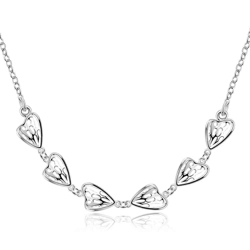 silver plated pendants Three hearts pierced half kolye joyas214 ELY