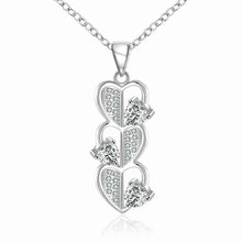 silver plated pendants Three hearts pierced half kolye joyas214 ELY