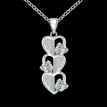 silver plated pendants Three hearts pierced half kolye joyas214 ELY