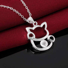 silver plated necklaces cat cute collier plastron charm ELY