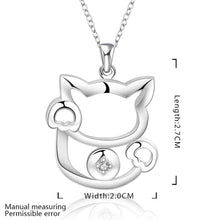 silver plated necklaces cat cute collier plastron charm ELY