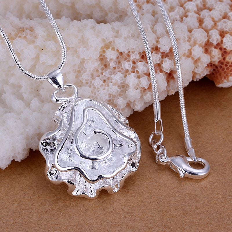 silver-plated necklaces & pendants Roses Flower collares populares ruby jewelry ELY
