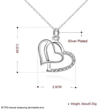 silver plated pendant Insets Double Heart collier ELY
