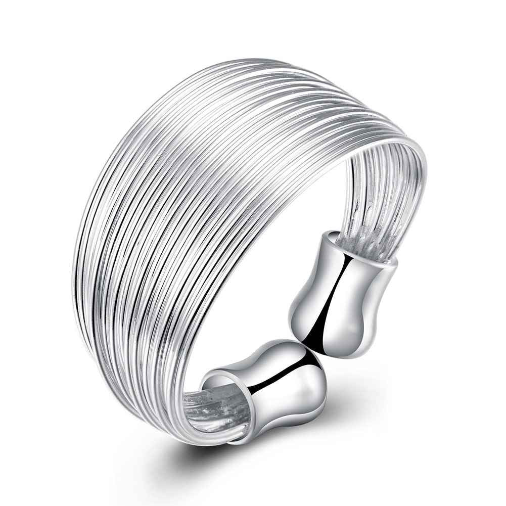 silver plated rings Multi-line anillos bijoux 18 ELY