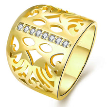 18K Gold Plating engagement ring Hollow pattern insets aliancas charm311 ELY