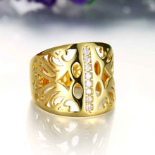 18K Gold Plating engagement ring Hollow pattern insets aliancas charm311 ELY