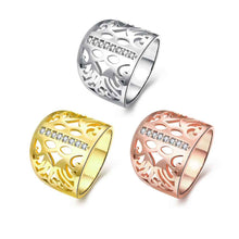 18K Gold Plating engagement ring Hollow pattern insets aliancas charm311 ELY