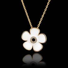 18K Gold Plated choker necklace White flowers bead necklace joyas 64 ELY