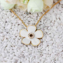 18K Gold Plated choker necklace White flowers bead necklace joyas 64 ELY