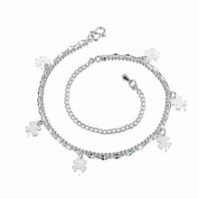 silver anklet Double Flower bracelet on ankle margarida SMTA 52 ELY