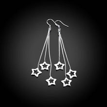 silver clip on earrings Triple Hollow Star drop cufflinks ruby jewelry 21 ELY