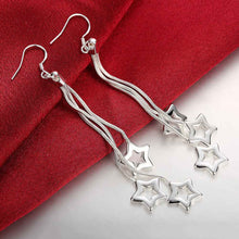 silver clip on earrings Triple Hollow Star drop cufflinks ruby jewelry 21 ELY