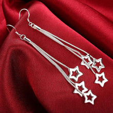 silver clip on earrings Triple Hollow Star drop cufflinks ruby jewelry 21 ELY