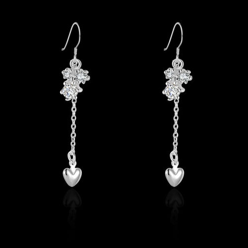 silver earring white stone drop heart drop brincos de festa joyas 14 ELY