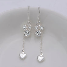 silver earring white stone drop heart drop brincos de festa joyas 14 ELY