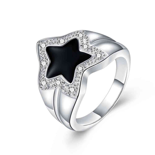 silver engagement ring Pentagram insets ring men Elegant 727 ELY