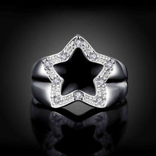 silver engagement ring Pentagram insets ring men Elegant 727 ELY