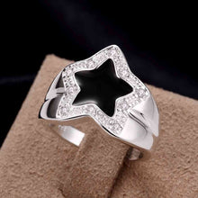 silver engagement ring Pentagram insets ring men Elegant 727 ELY