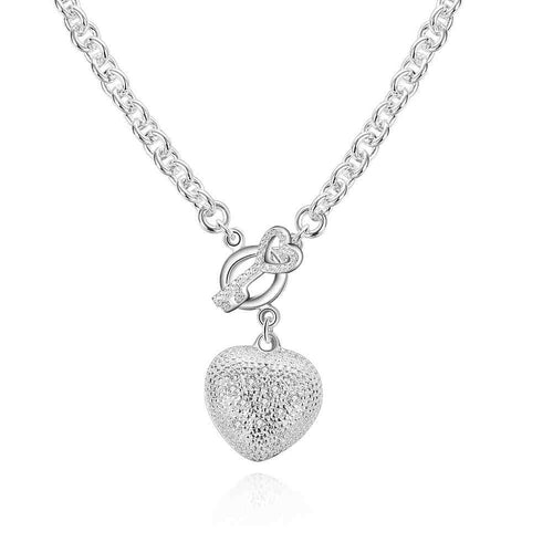 silver necklace Peach Heart Pendant collares jewerly accessories117 ELY