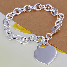 silver plated bracelets & bangles Heart Tag TO pulseira masculina jewelry HBH 28 ELY