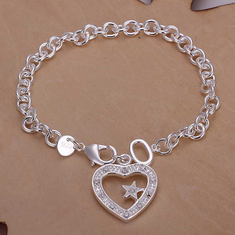 silver plated bracelets & bangles Heart Tag TO pulseira masculina jewelry HBH 28 ELY
