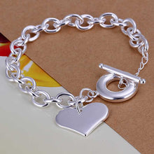 silver plated bracelets & bangles Heart Tag TO pulseira masculina jewelry HBH 28 ELY