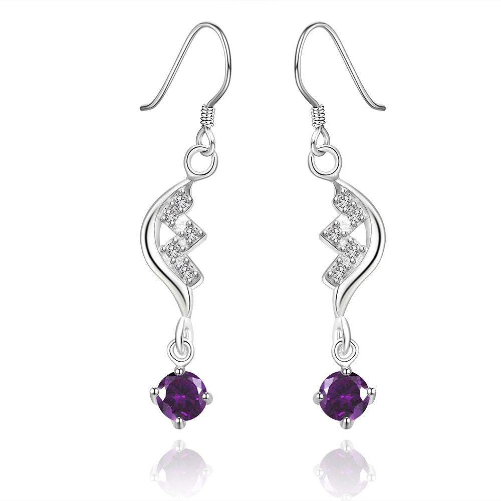 silver plated clip on earrings Insets purple gem drop boucle d'oreille femme men jewelry 16 ELY