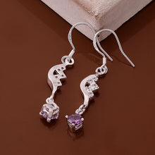 silver plated clip on earrings Insets purple gem drop boucle d'oreille femme men jewelry 16 ELY