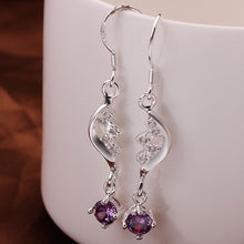 silver plated clip on earrings Insets purple gem drop boucle d'oreille femme men jewelry 16 ELY