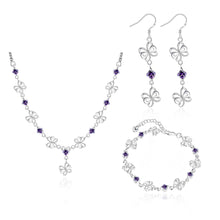 silver plated jewelry sets Butterfly Necklace earrings bracelet african jewelry set charms 17 ELY