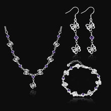 silver plated jewelry sets Butterfly Necklace earrings bracelet african jewelry set charms 17 ELY