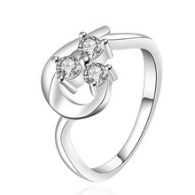 silver plated wedding rings wish white stones anillos bear Personalized328 ELY