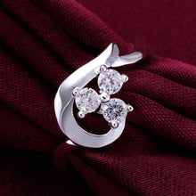 silver plated wedding rings wish white stones anillos bear Personalized328 ELY