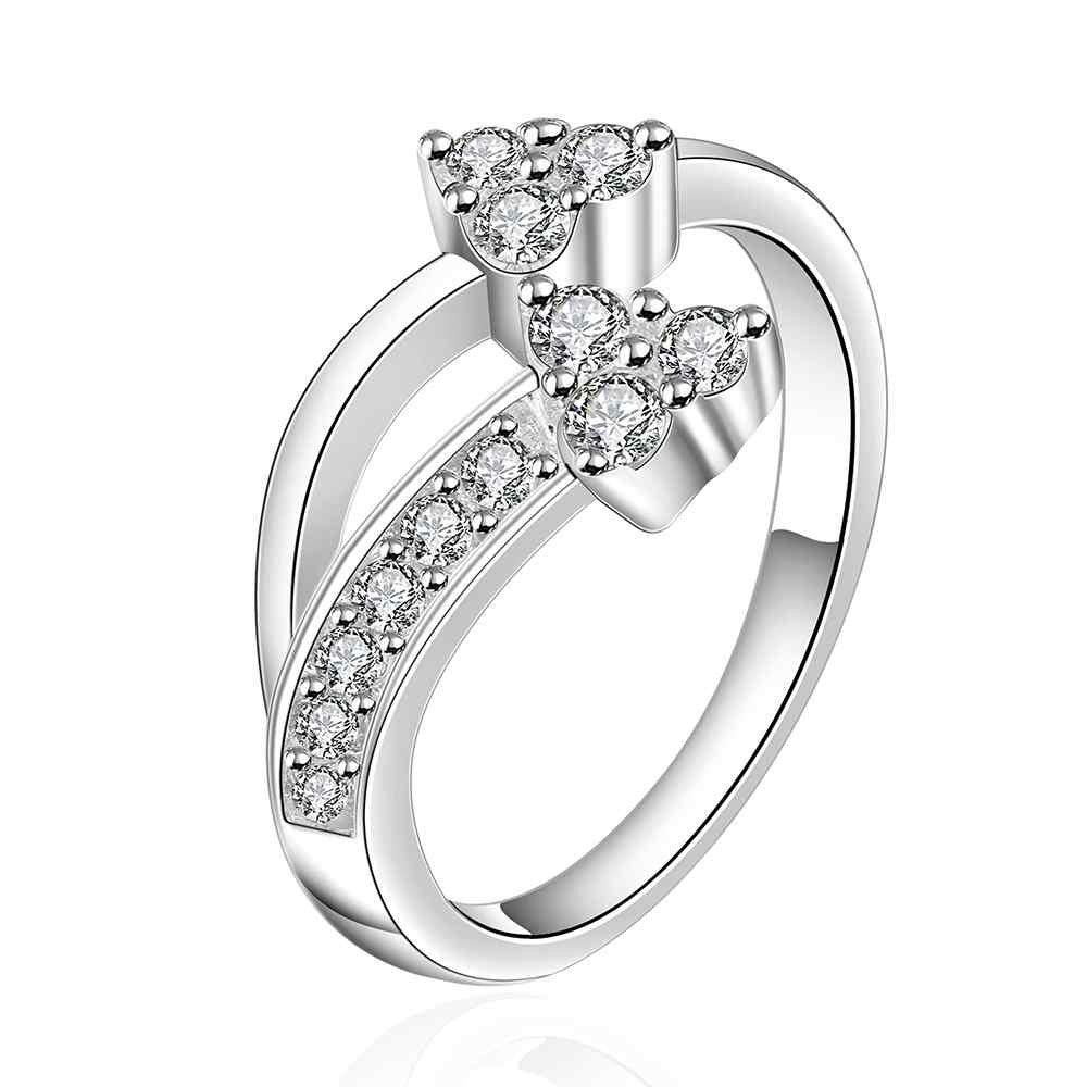 silver plated wedding rings wish white stones anillos bear Personalized328 ELY
