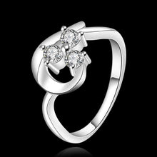 silver plated wedding rings wish white stones anillos bear Personalized328 ELY