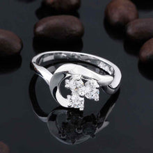 silver plated wedding rings wish white stones anillos bear Personalized328 ELY