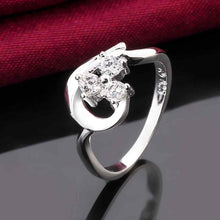 silver plated wedding rings wish white stones anillos bear Personalized328 ELY