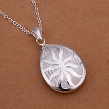 silver women necklace Flower Water Drop bisuteria collier plastron femme123 ELY