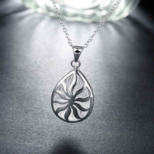 silver women necklace Flower Water Drop bisuteria collier plastron femme123 ELY
