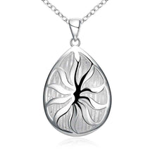 silver women necklace Flower Water Drop bisuteria collier plastron femme123 ELY
