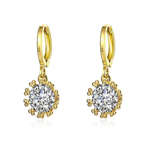 18k gold plated earing Lace insets clip pendientes 327 ELY