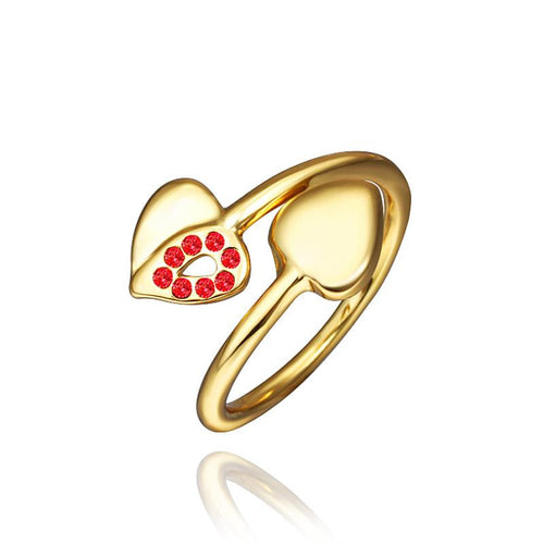 18k gold plated wedding rings two heart io anel floating charms2 ELY