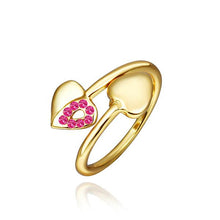 18k gold plated wedding rings two heart io anel floating charms2 ELY