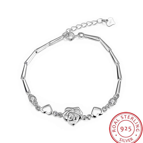925 sterling silver bracelet men Flower pulseras mujer bijoux STVH 67 ELY