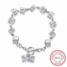 925 Sterling Silver bracelets Square stone pulseras mujer wedding HBH 73 ELY