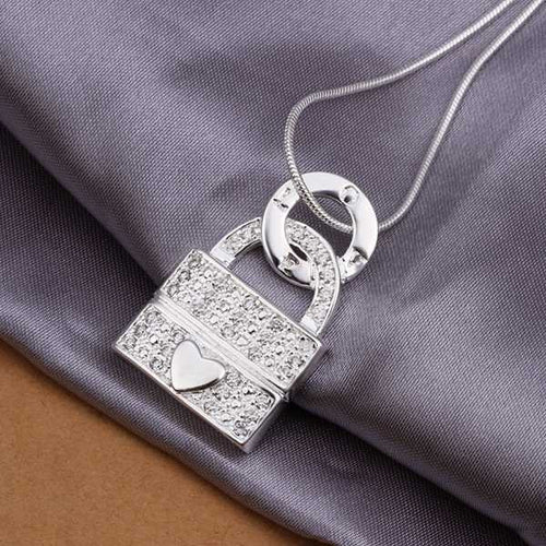 silver choker necklace Heart Lock bisuteria wedding decoration165 ELY