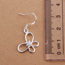 silver clip on earrings Austria Crystal Flower drop cufflinks Hand Madeball 242 ELY