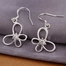 silver clip on earrings Austria Crystal Flower drop cufflinks Hand Madeball 242 ELY