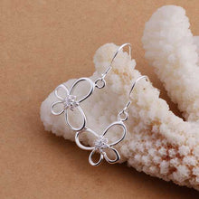 silver clip on earrings Austria Crystal Flower drop cufflinks Hand Madeball 242 ELY